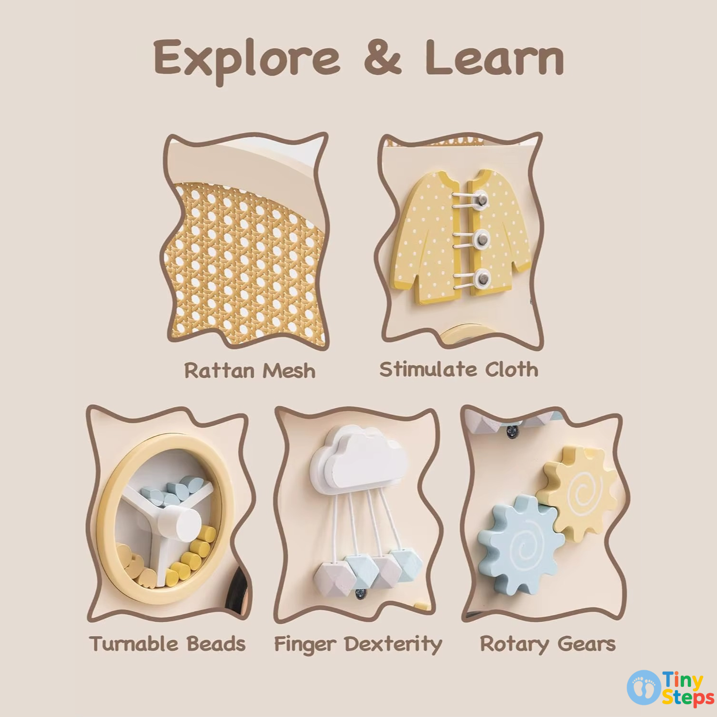 TinySteps™ Boho-Chic Activity Pram & Walker (8-in-1)