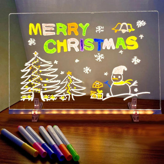 LED Light Up Drawing Board – 7-Color Glow Message & Drawing Acrylic Board