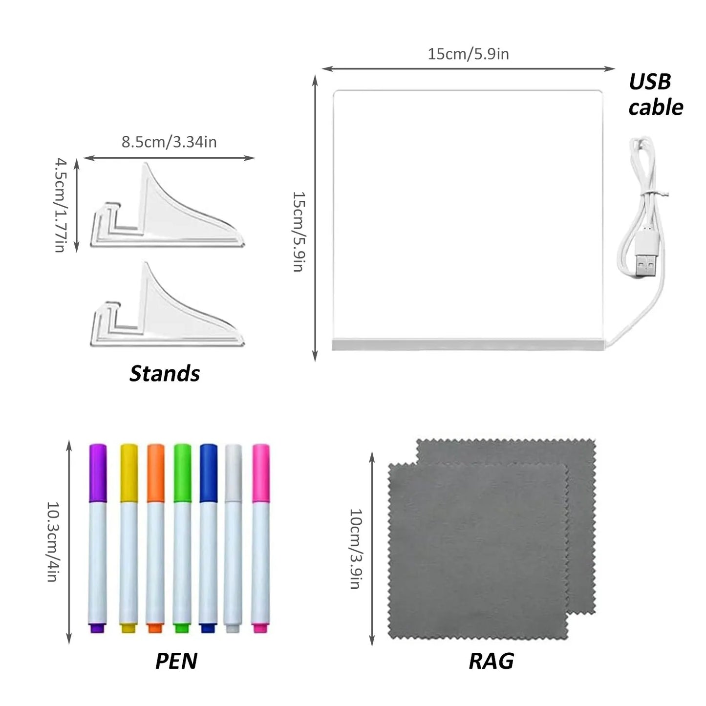 LED Light Up Drawing Board – 7-Color Glow Message & Drawing Acrylic Board