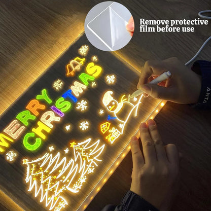 LED Light Up Drawing Board – 7-Color Glow Message & Drawing Acrylic Board